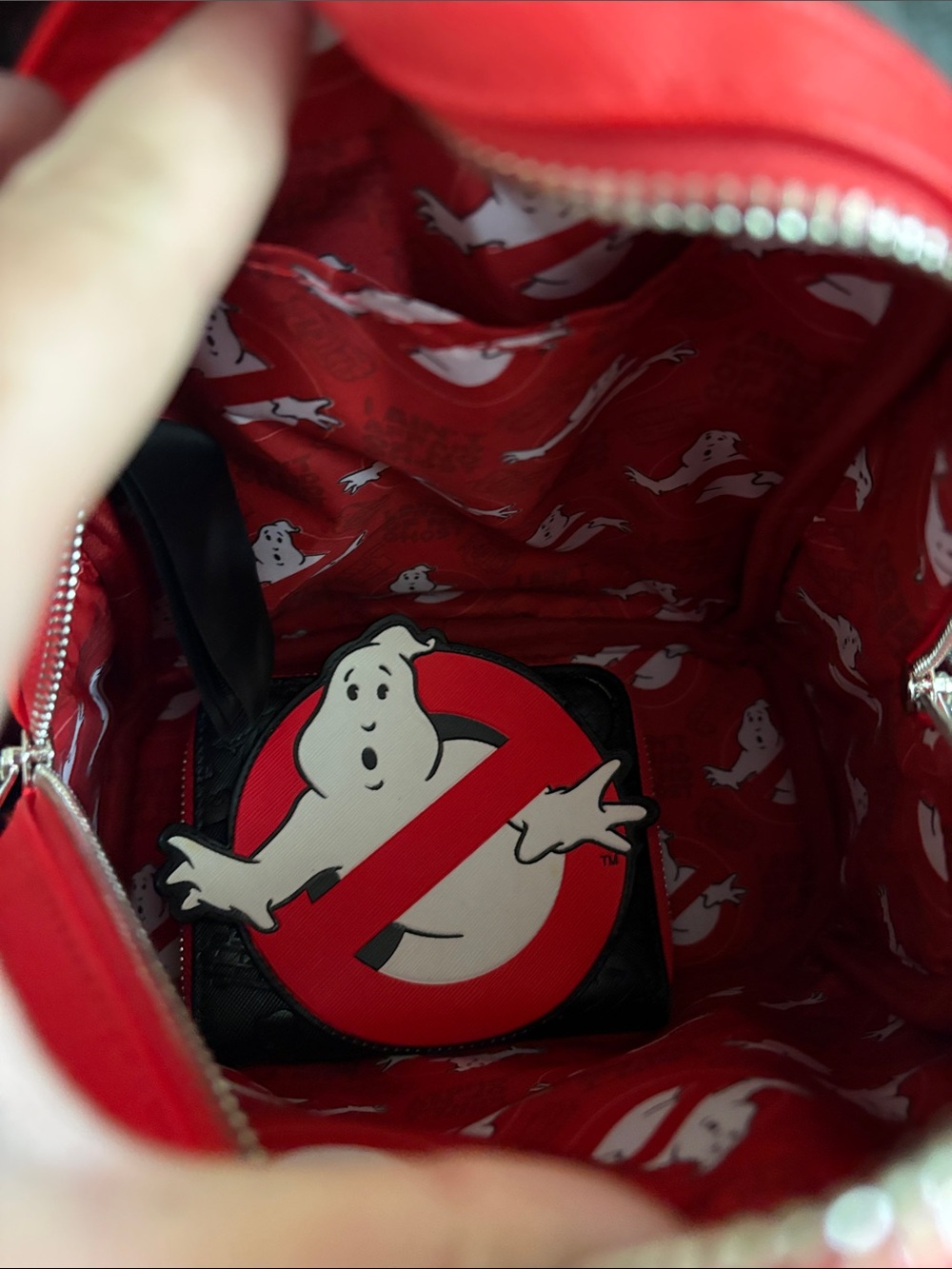 Loungefly Black Mini Backpack with Red Ghostbusters Logo with matching wallet - Picture 7 of 7